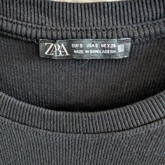 Zara Black Ribbed Midi Dress Size Small Oversized Fit Casual Minimalist Summer - Picture 2 of 4